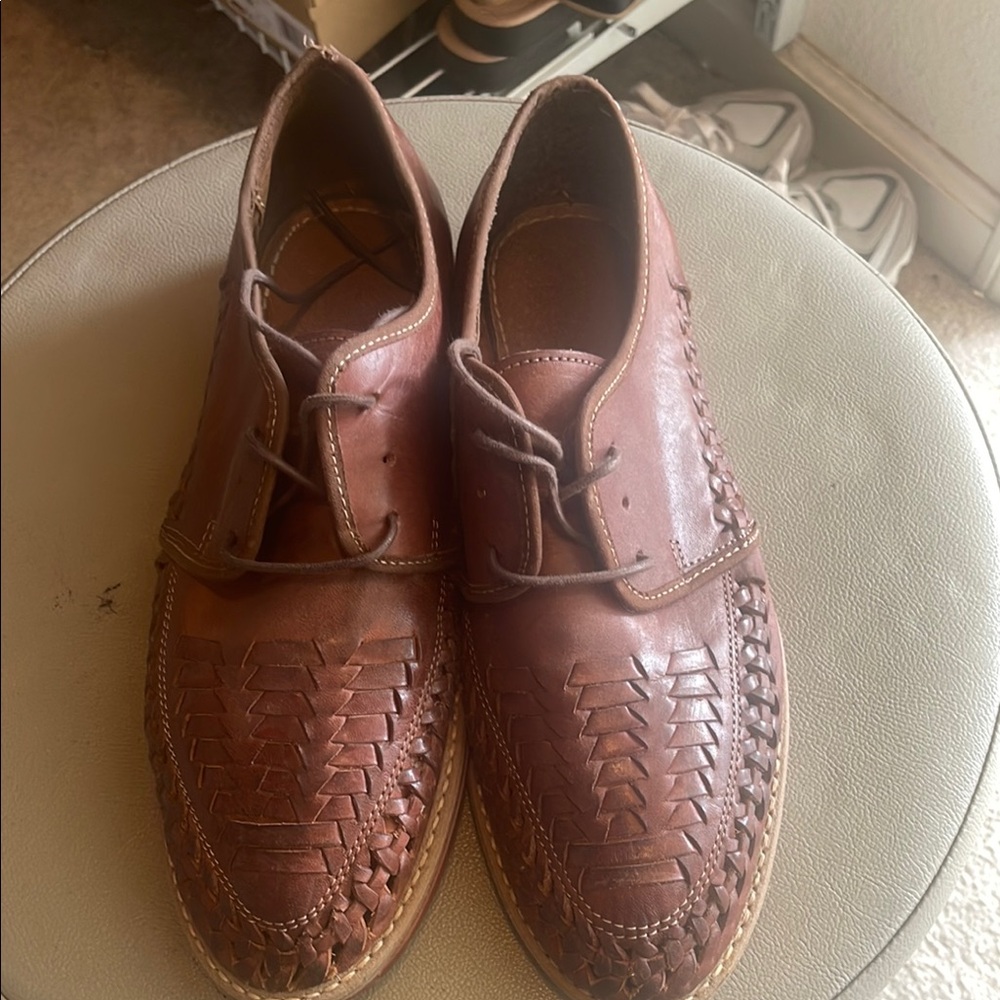 Brown Leather Loafers with Moccasin Construction